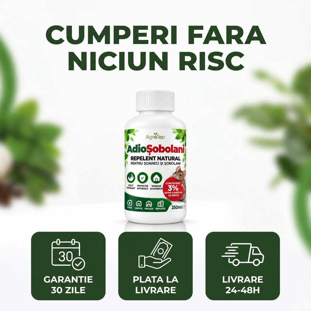 AdioȘobolani - Repelent natural pentru șoareci și șobolani, 250ml