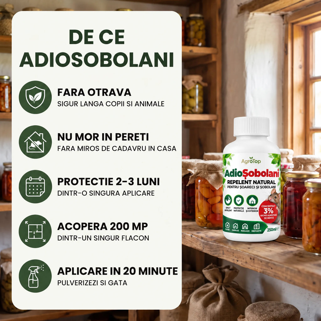 AdioȘobolani - Repelent natural pentru șoareci și șobolani, 250ml