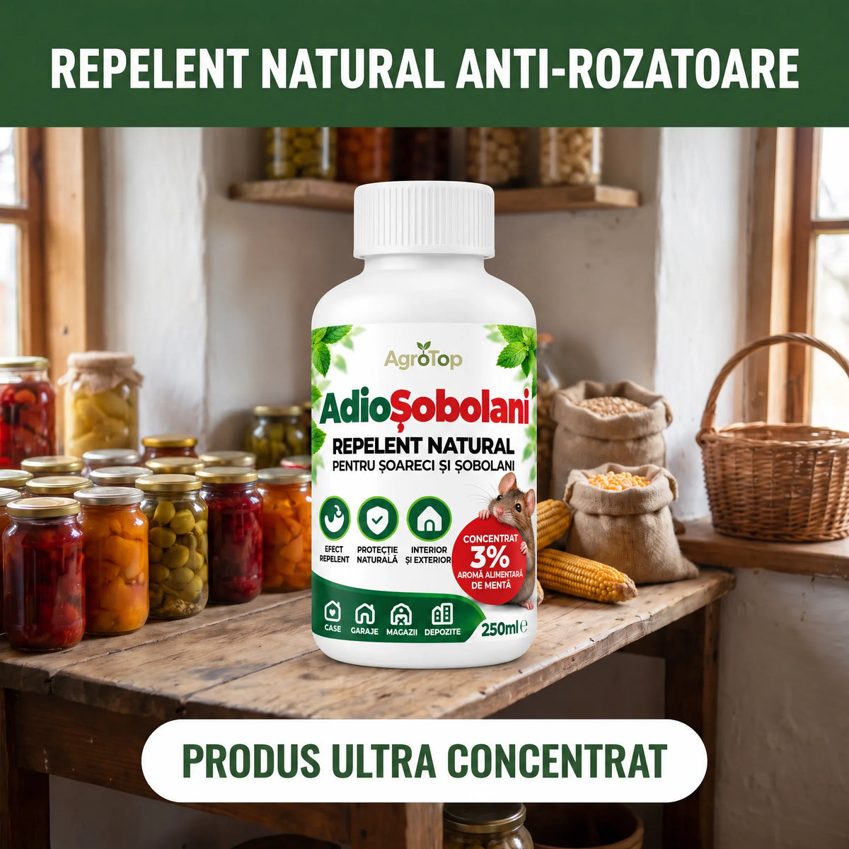 AdioȘobolani - Repelent natural pentru șoareci și șobolani, 250ml