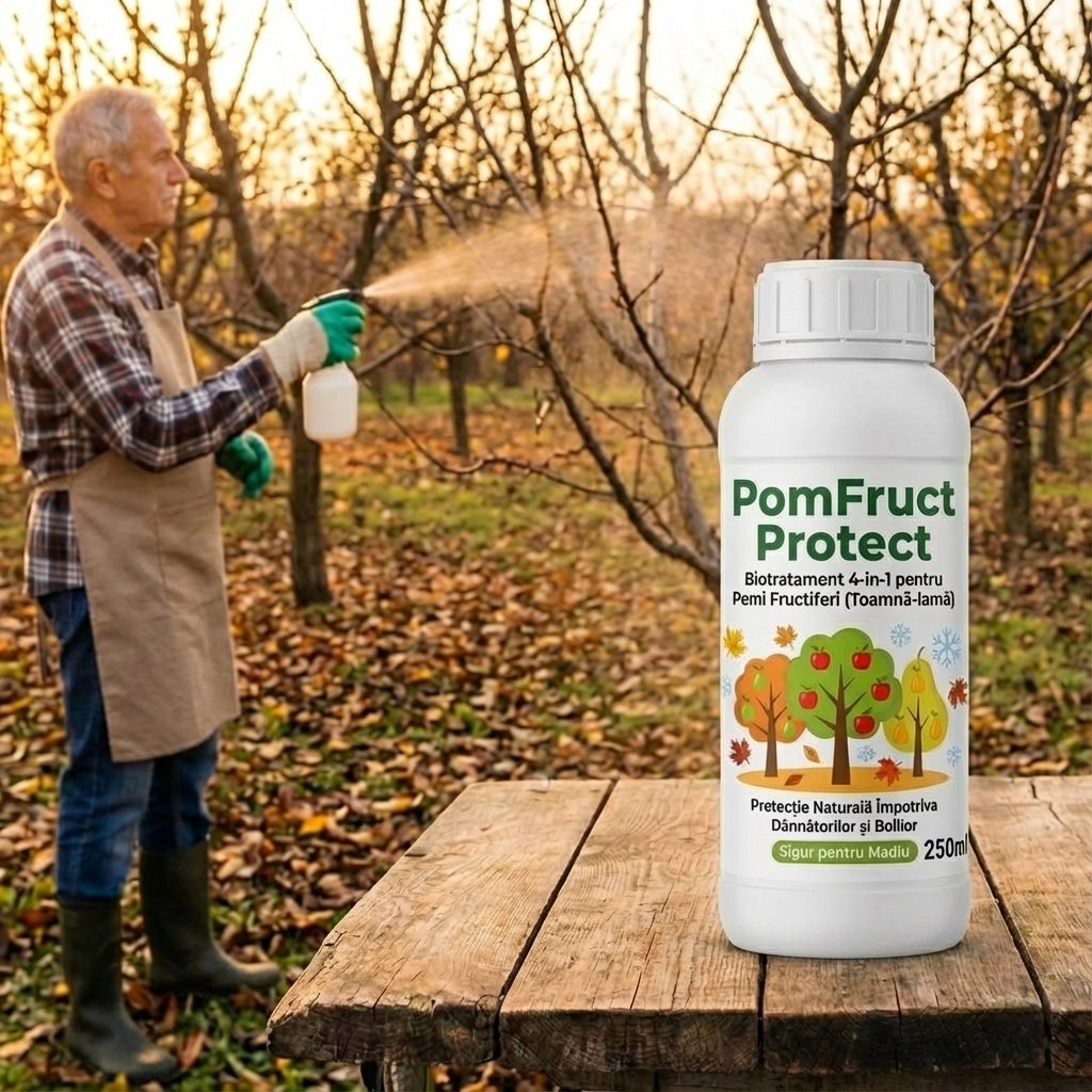 PomFruct Protect, Tratament 4 in 1 pentru pomii fructiferi, toamna-iarna, 250ml