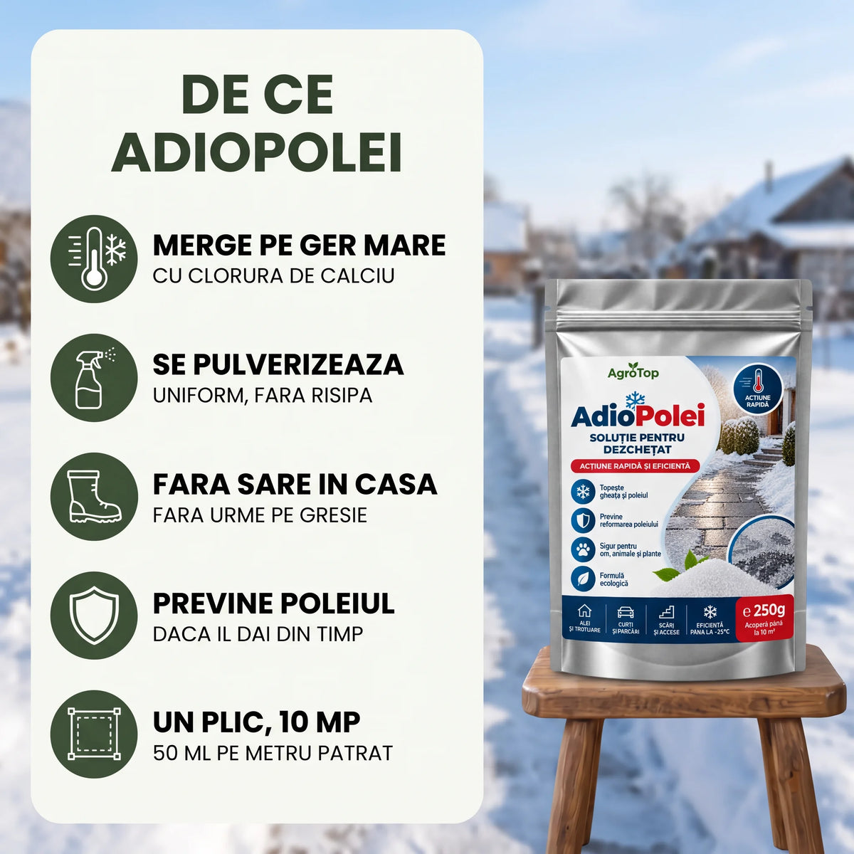 AdioPolei - Solutie pentru dezghetat, 250g