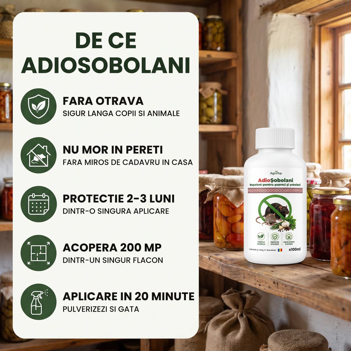 AdioȘobolani - Repelent natural pentru șoareci și șobolani, 100ml