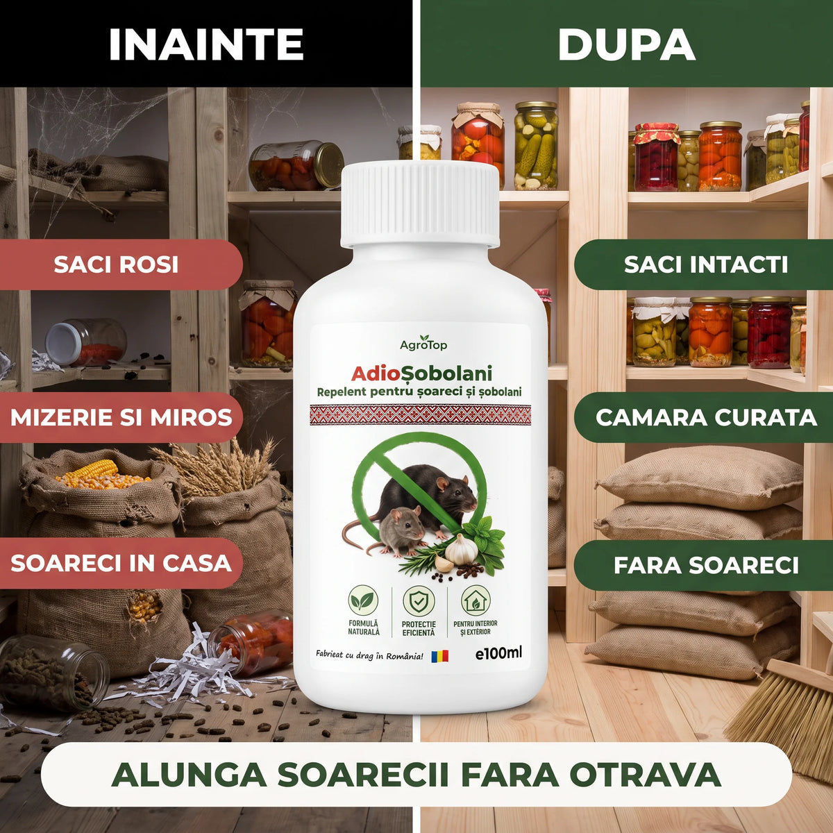AdioȘobolani - Repelent natural pentru șoareci și șobolani, 100ml