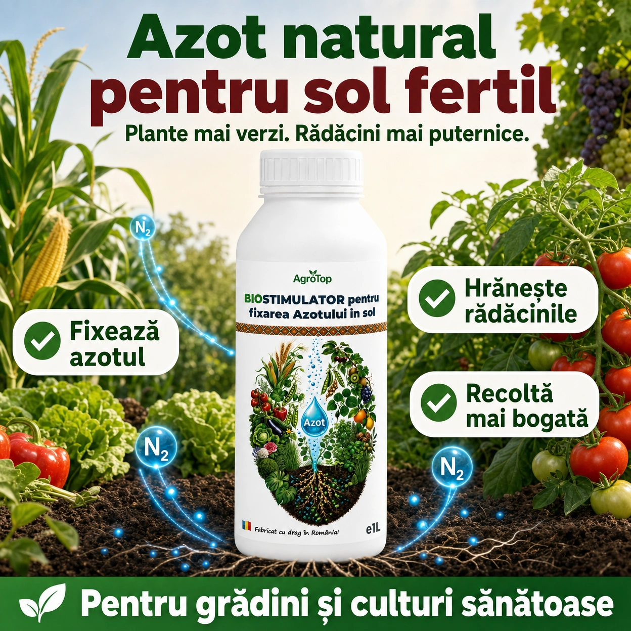 Biostimulator pentru fixarea Azotului in sol, 1L
