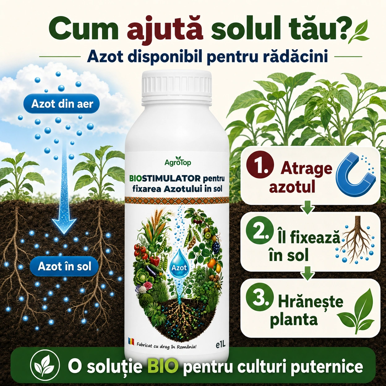 Biostimulator pentru fixarea Azotului in sol, 1L