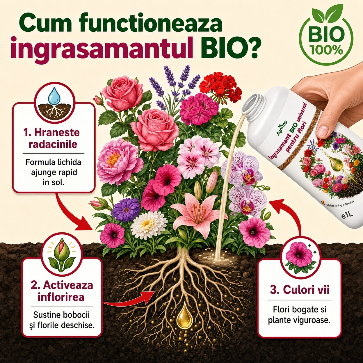 Ingrasamant BIO universal pentru flori, 1L