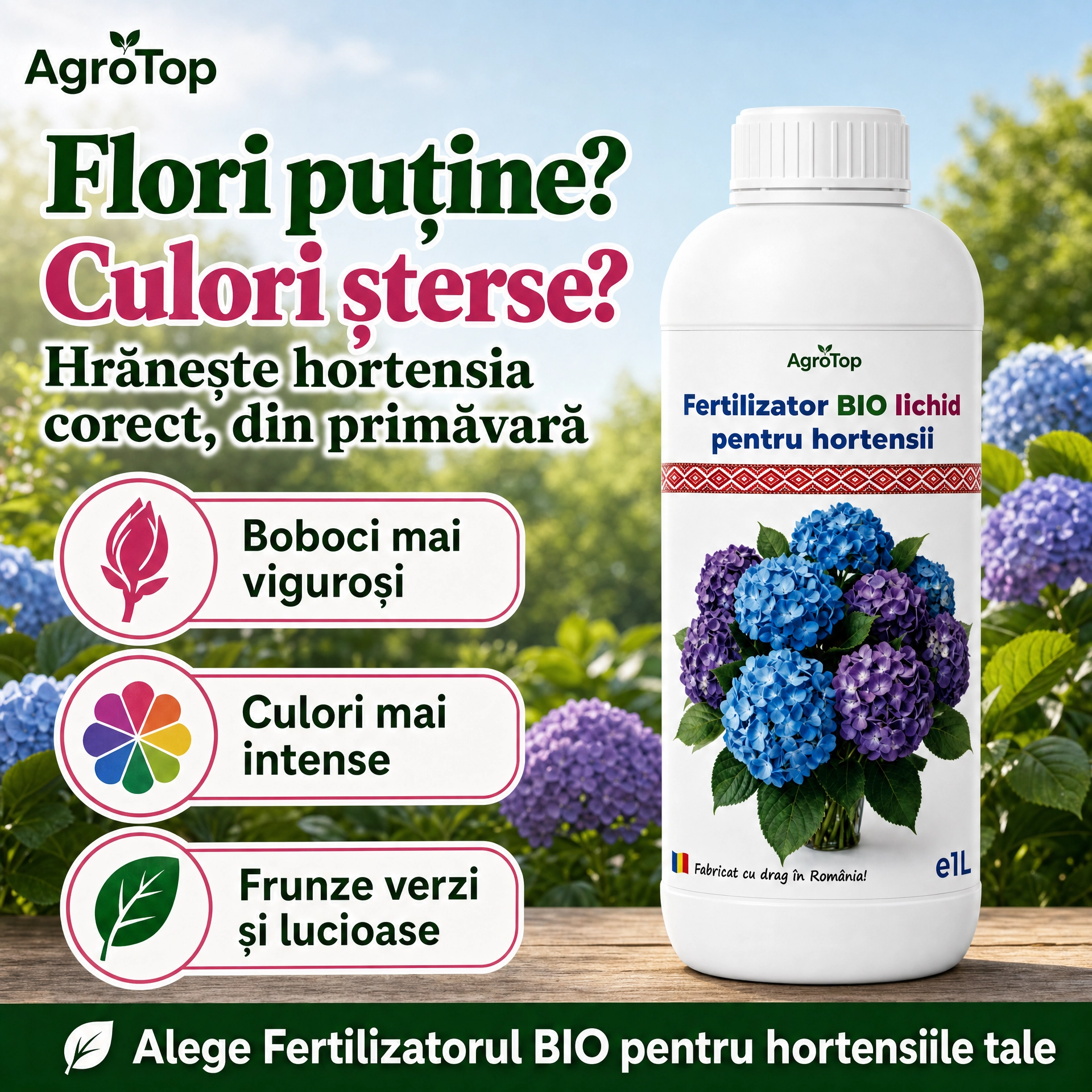 Fertilizator lichid pentru hortensii, 1L