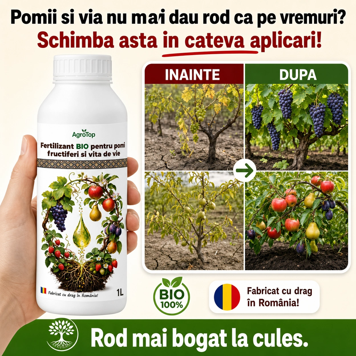 Fertilizant BIO pentru pomi fructiferi si vita de vie, 1L