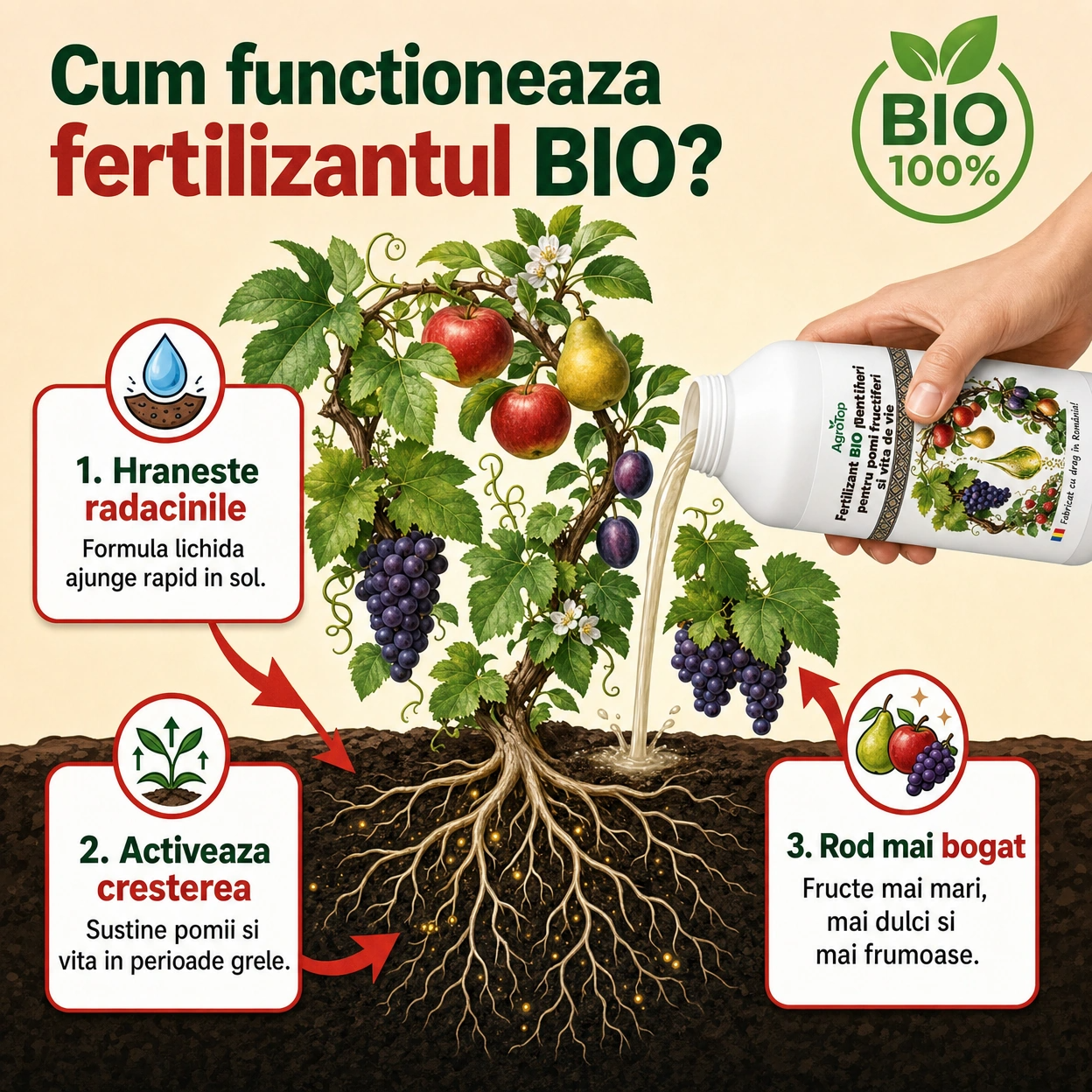 Fertilizant BIO pentru pomi fructiferi si vita de vie, 1L