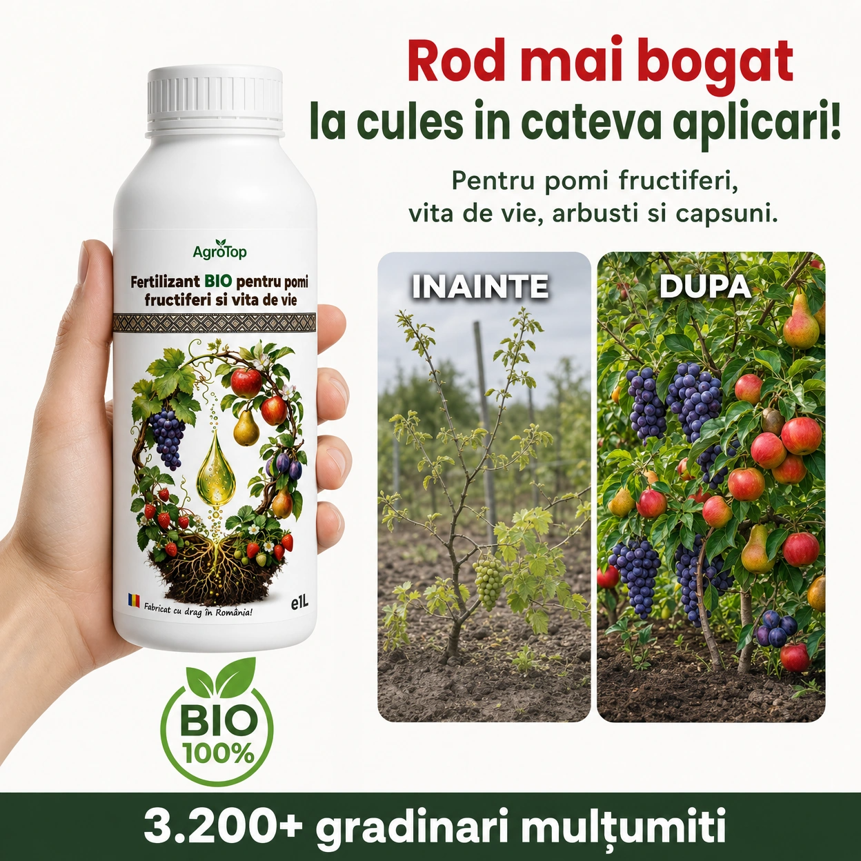 Fertilizant BIO pentru pomi fructiferi si vita de vie, 1L