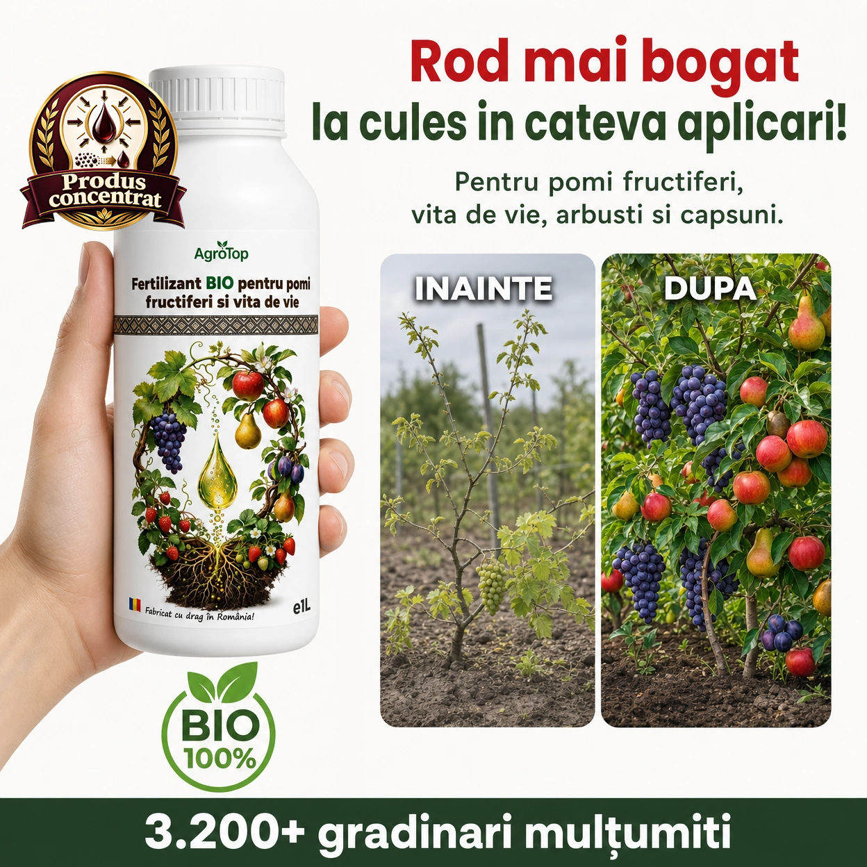 Fertilizant BIO pentru pomi fructiferi si vita de vie, 1L