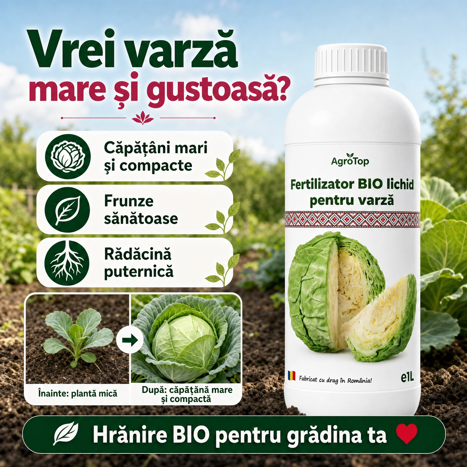 Fertilizator lichid pentru varză, 1L