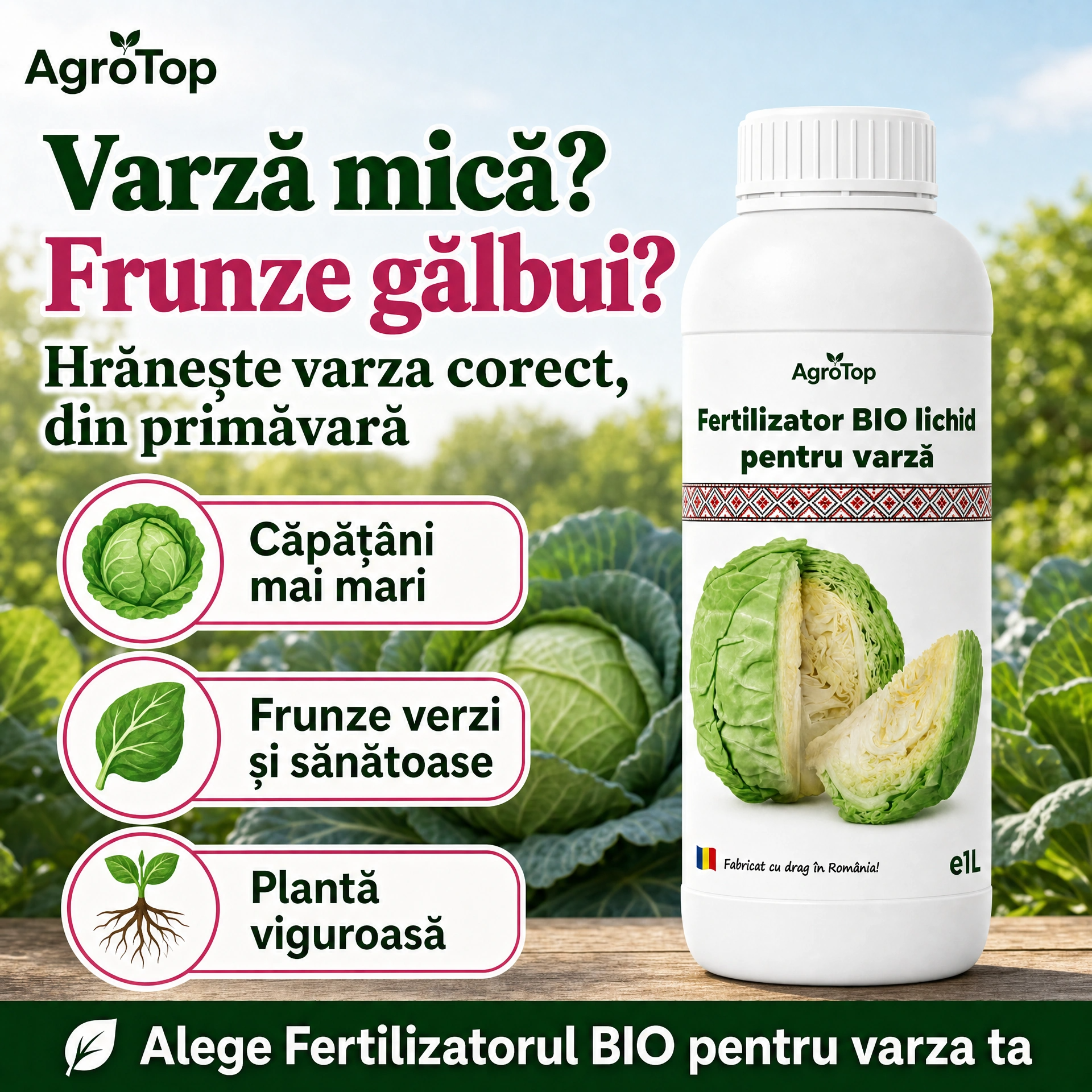 Fertilizator lichid pentru varză, 1L