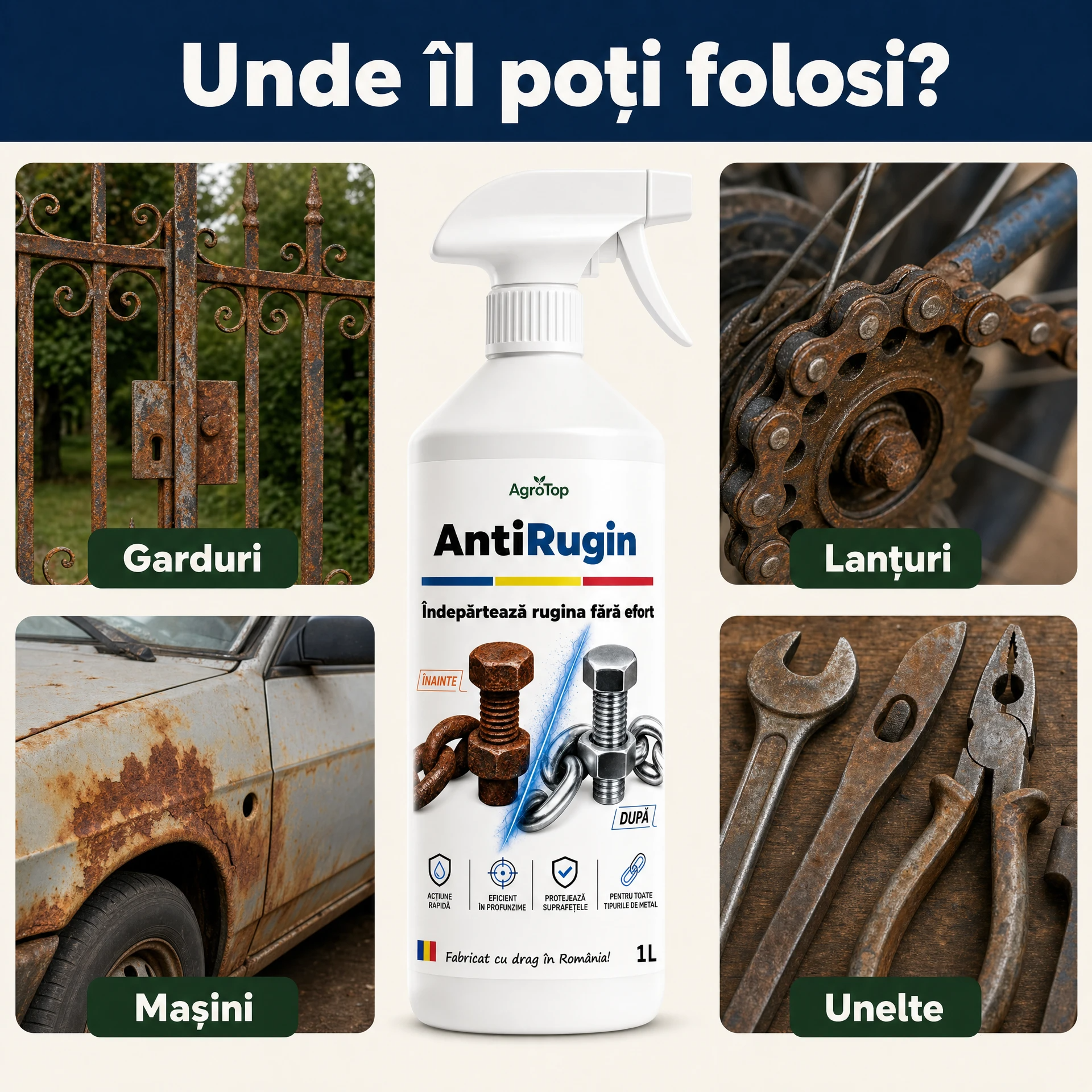 AntiRugin - Îndepărtează rugina fără efort, 1L