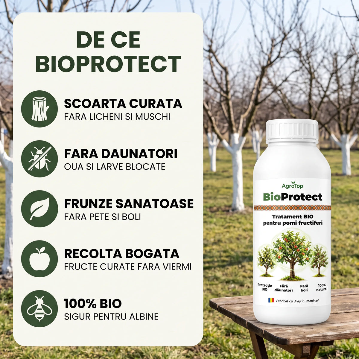BioProtect - Tratament BIO pentru pomi fructiferi si protectie impotriva bolilor, 250ml