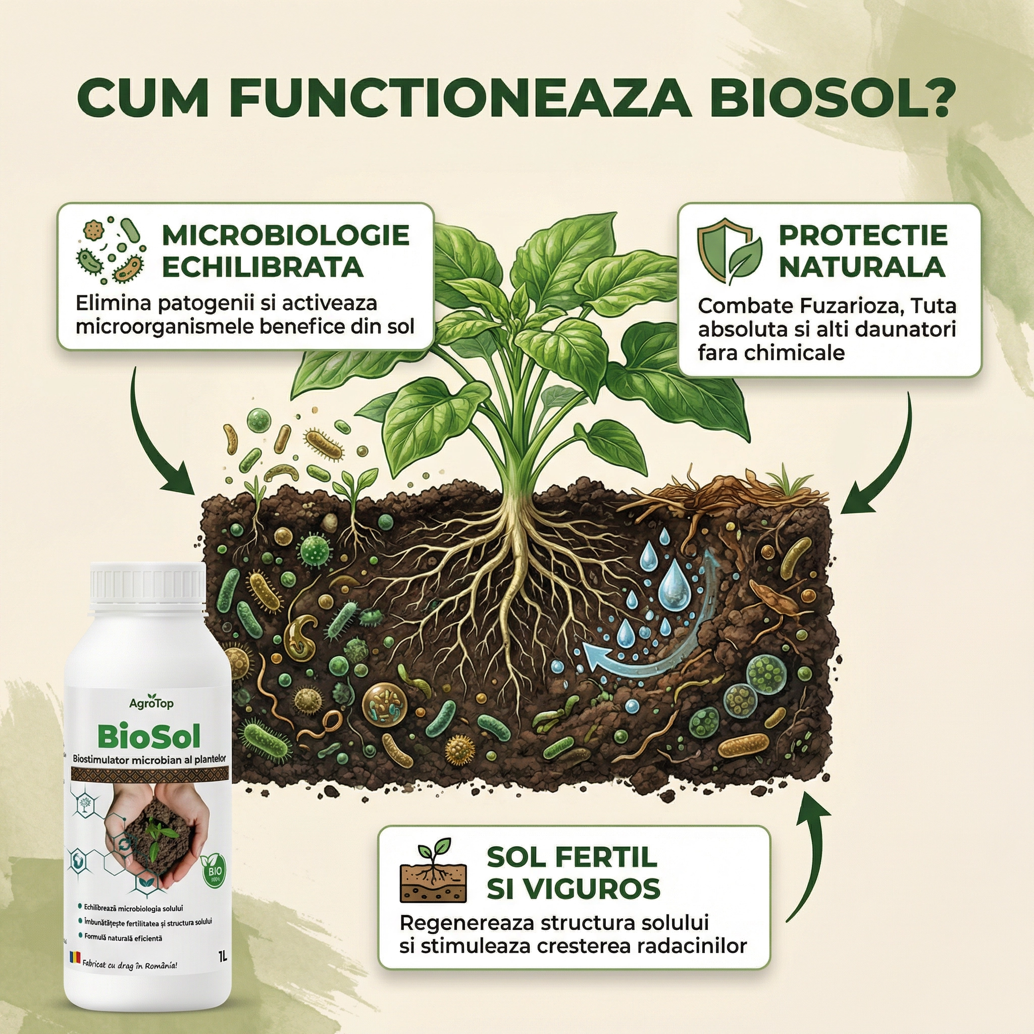 BioSol – Biostimulator pentru Solarii și Grădină, 1L