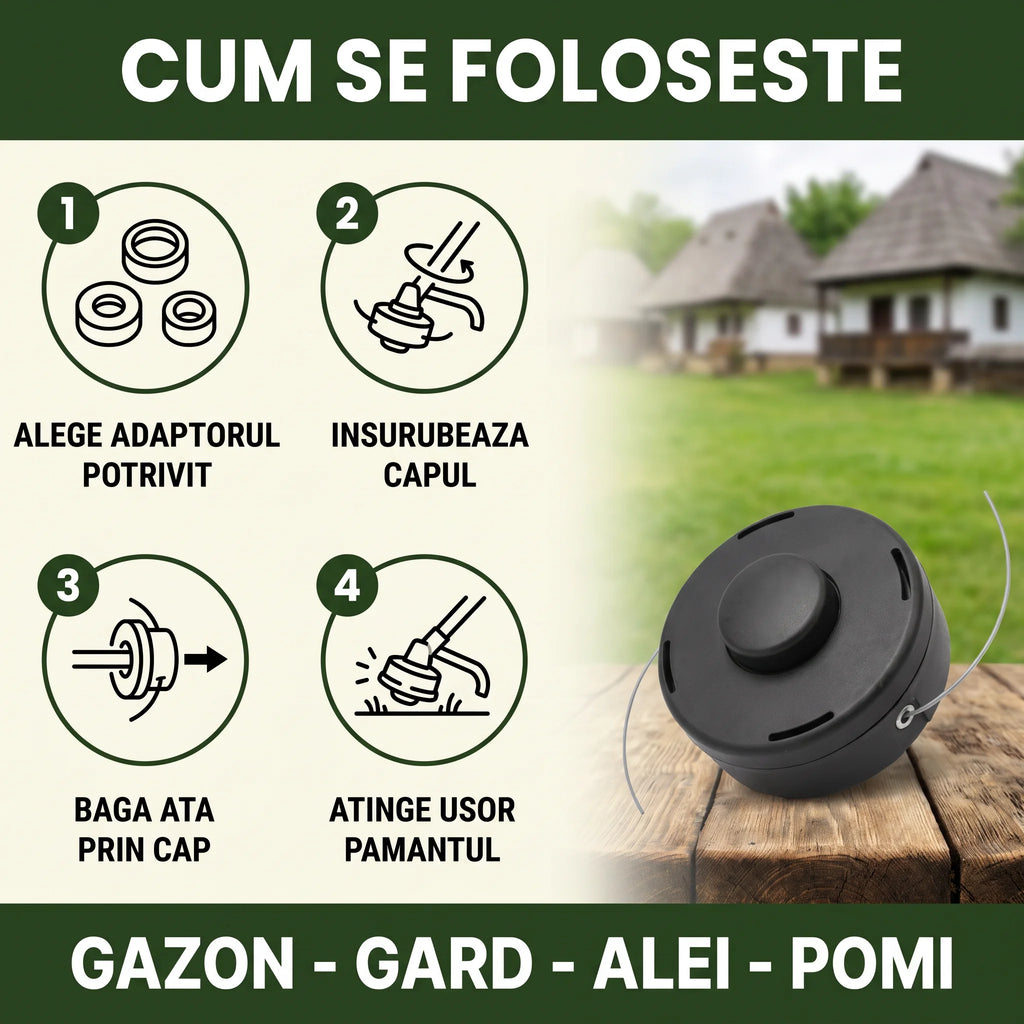 Cap tambur motocoasa cu ata