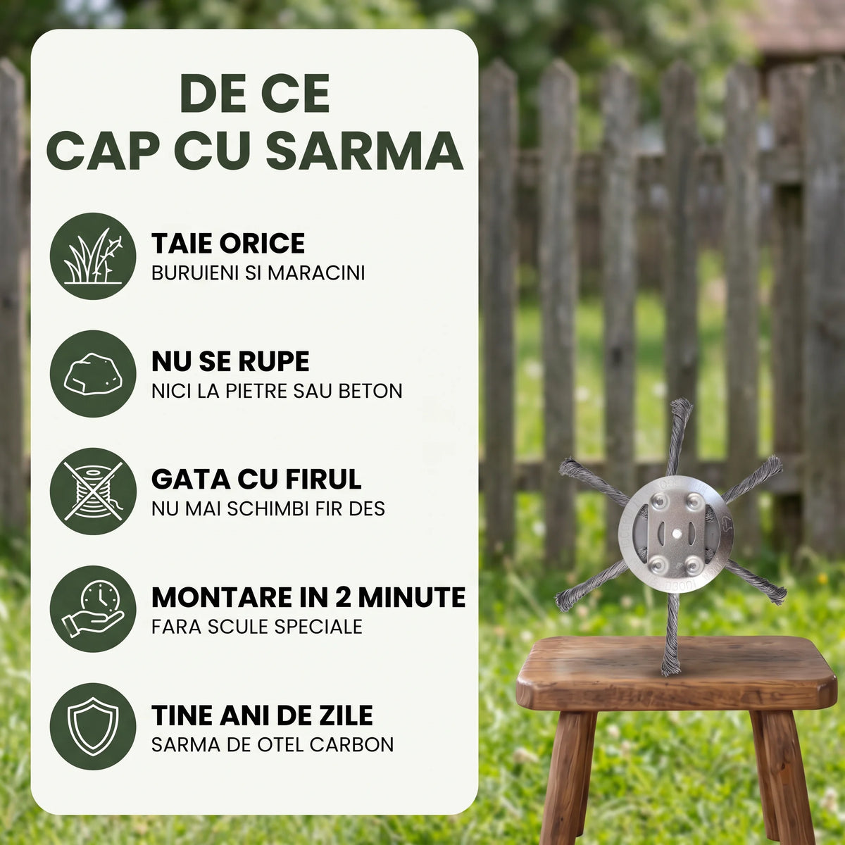 Cap tambur motocoasa cu sarma