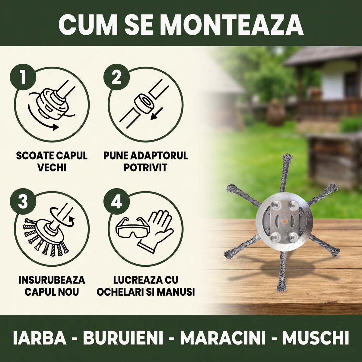 Cap tambur motocoasa cu sarma