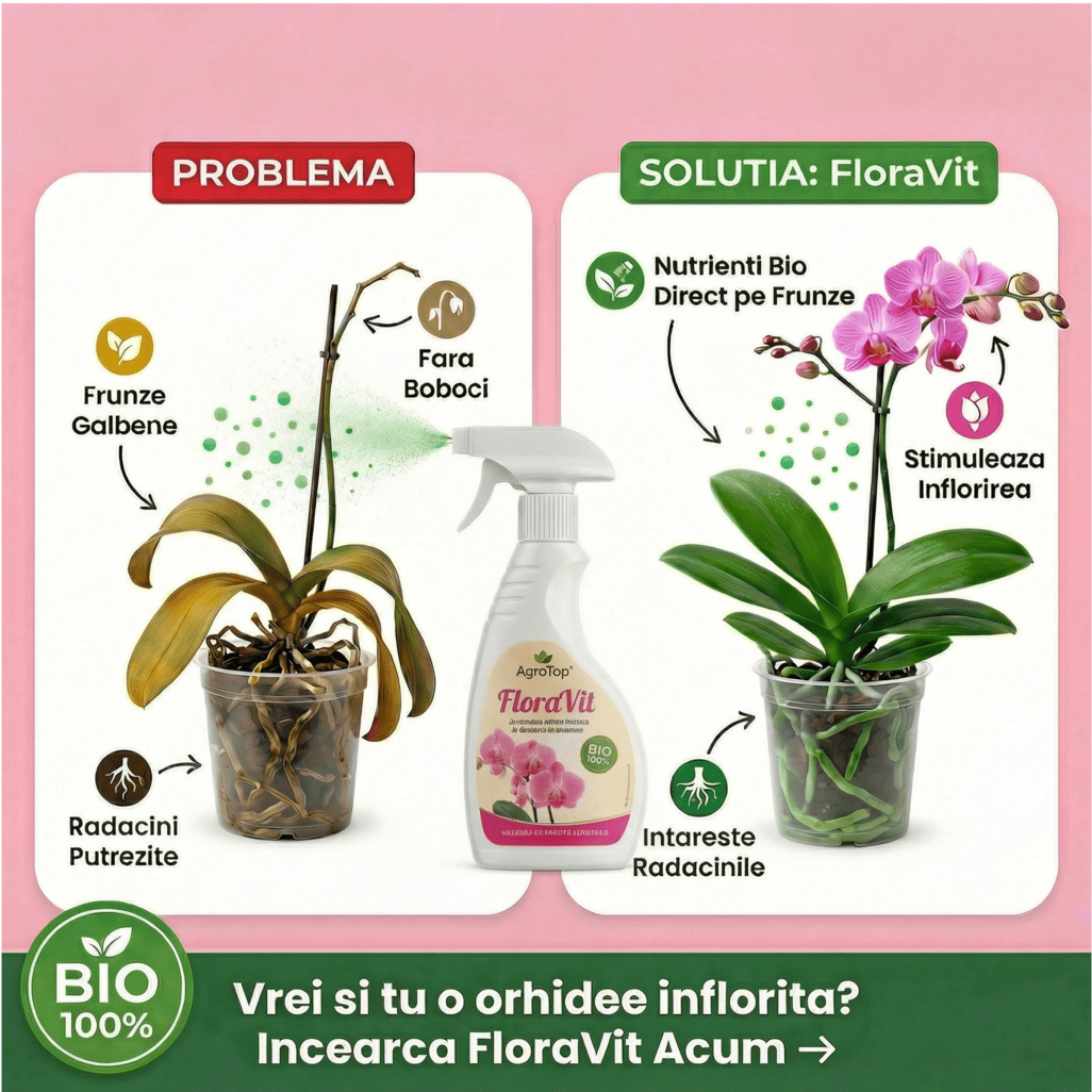 Îngrășământ Bio pentru Orhidee, Tratament pentru Rădăcini și Frunze, 500 ml
