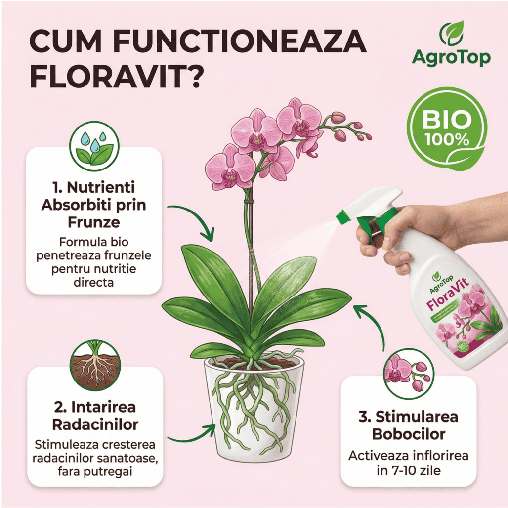 Îngrășământ Bio pentru Orhidee, Tratament pentru Rădăcini și Frunze, 500 ml