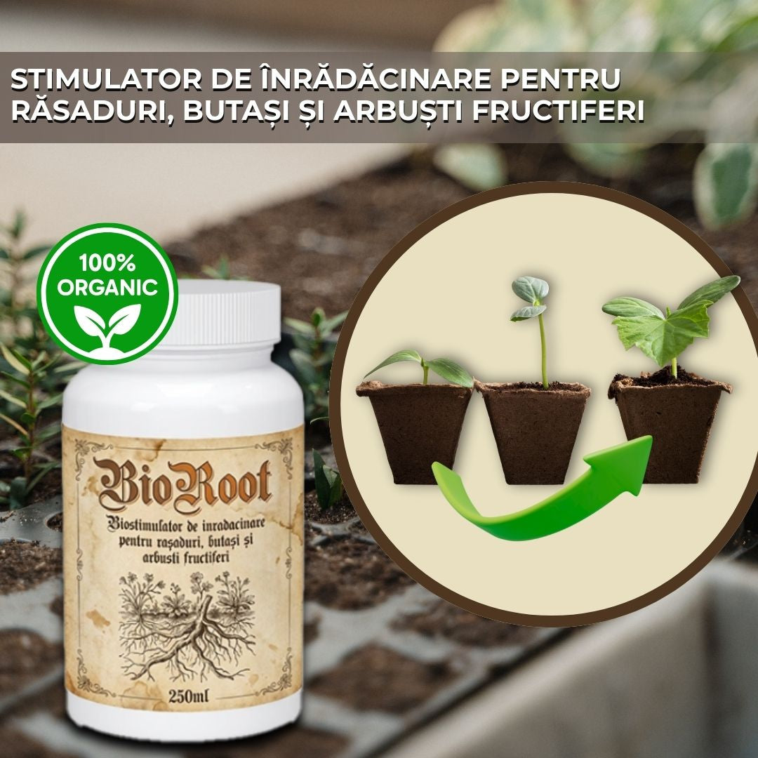 BioRoot - Biostimulator de inradacinare pentru rasaduri, butasi si arbusti fructiferi, 250ml