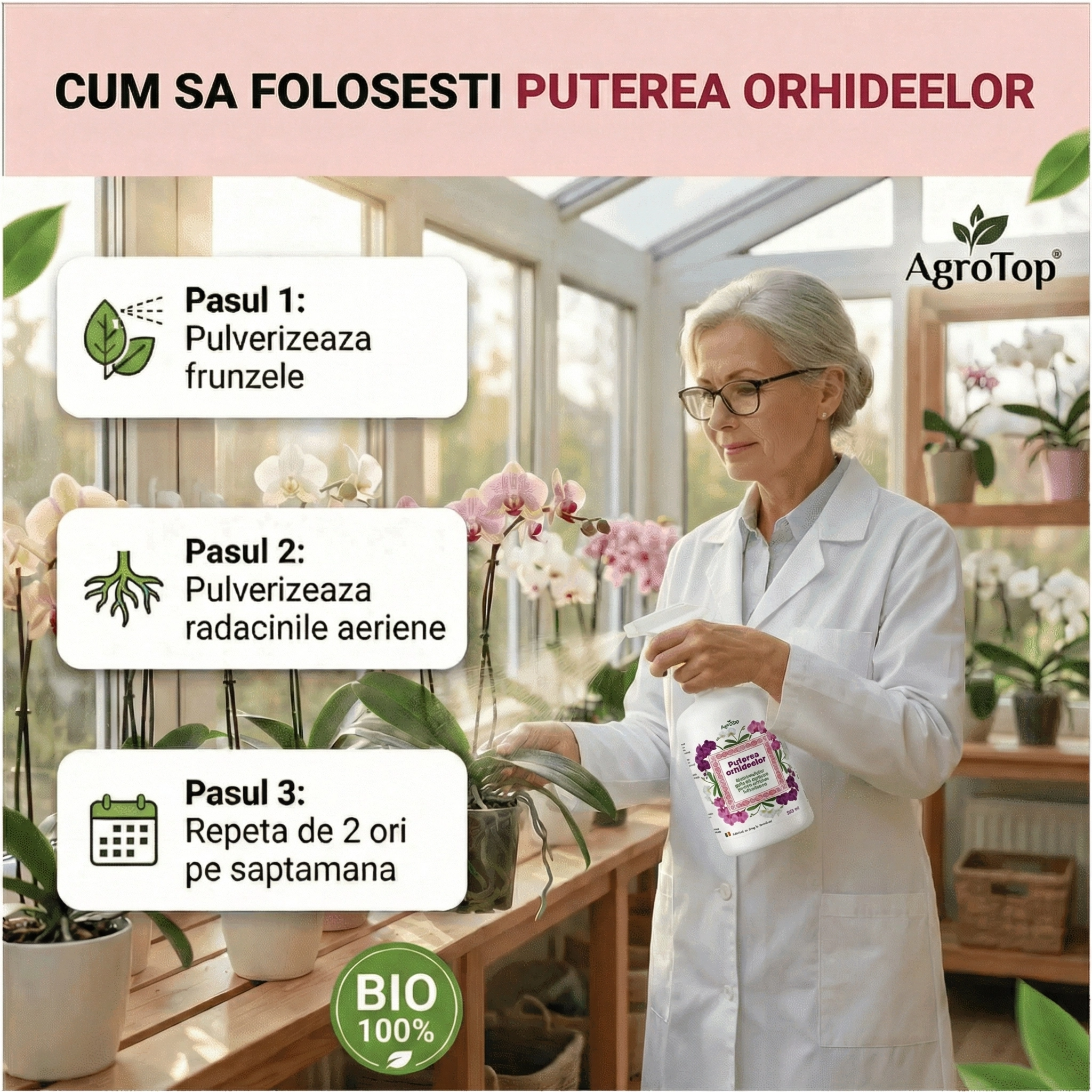 Puterea Orhideelor - Biostimulator pentru nutriția și stimularea dezvoltării orhideelor , 500 ml