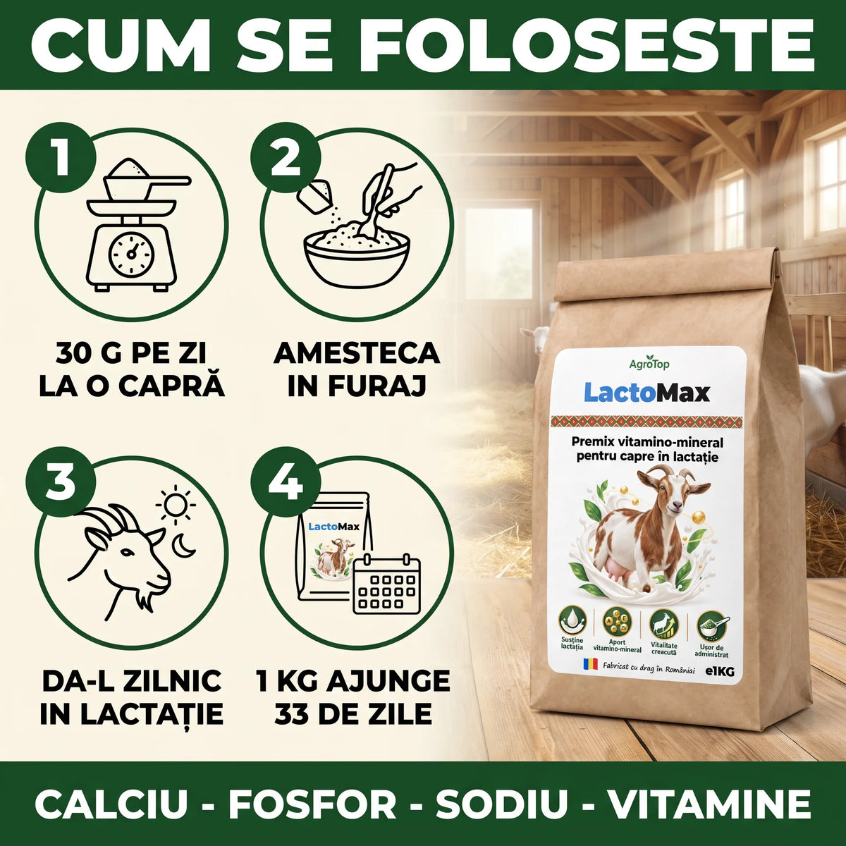 LactoMax - Premix vitamino-mineral pentru capre în lactație, 1KG