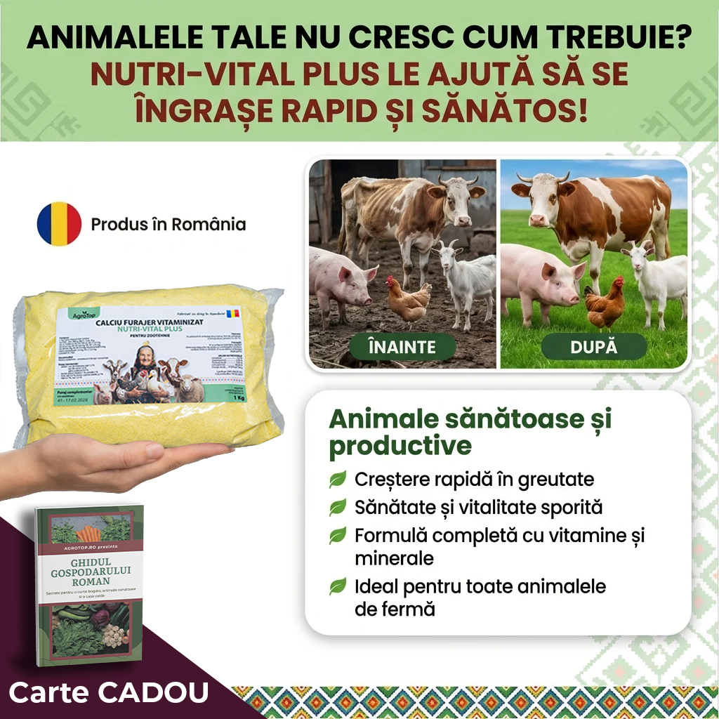 Nutri-Vital Plus, Calciu furajer vitaminizat pentru ingrasarea animalelor, 1 kg