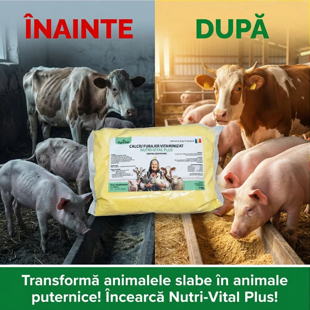 Nutri-Vital Plus, Calciu furajer vitaminizat pentru ingrasarea animalelor, 1 kg