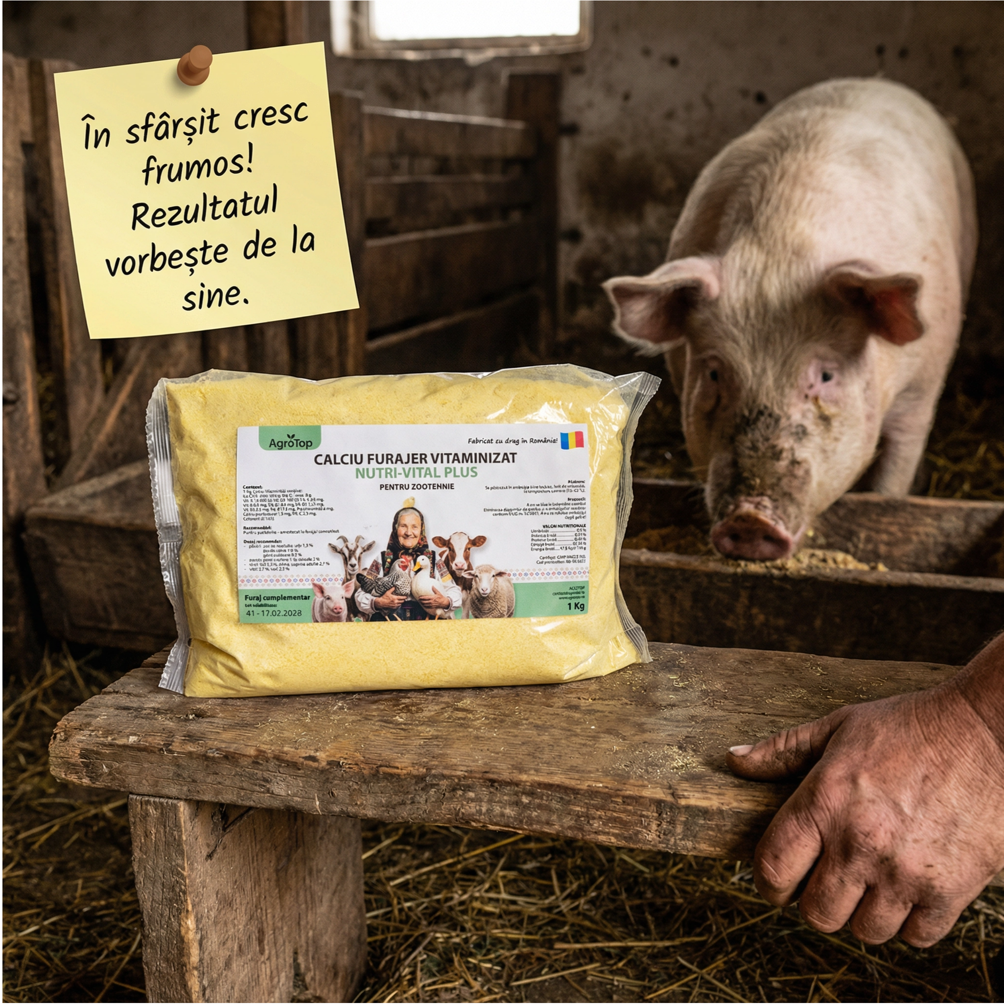 Nutri-Vital Plus, Calciu furajer vitaminizat pentru ingrasarea animalelor, 1 kg