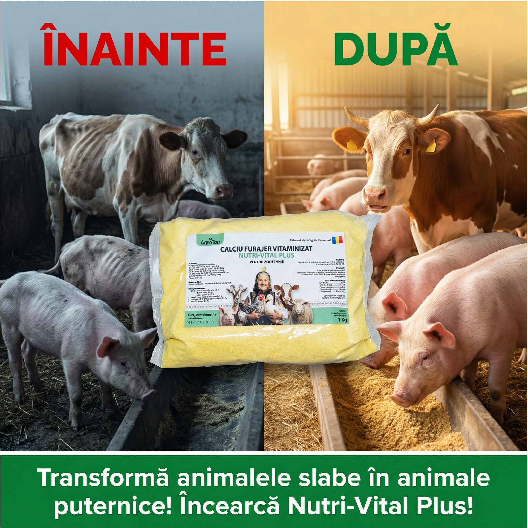 Nutri-Vital Plus, Calciu furajer vitaminizat pentru ingrasarea animalelor, 1 kg