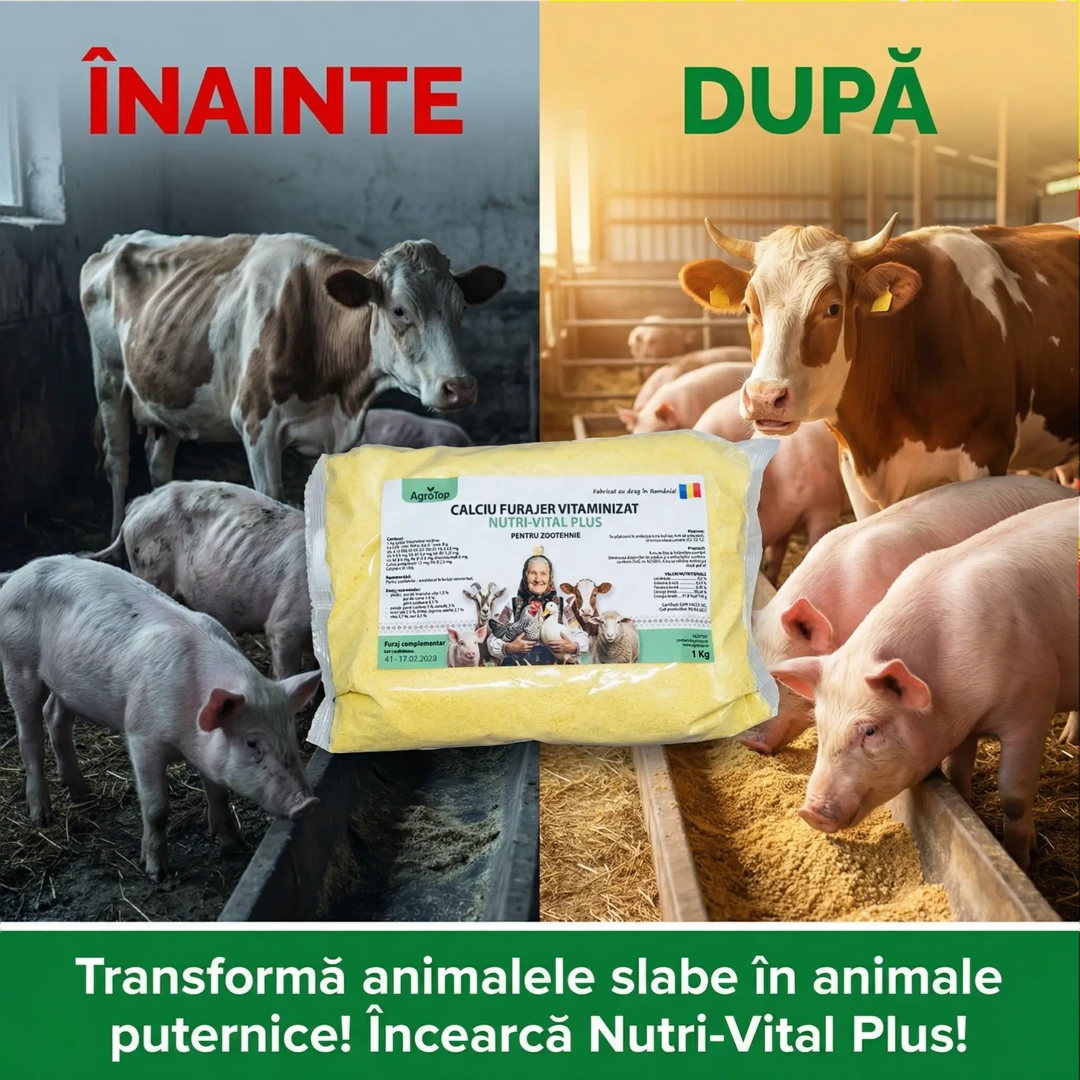 Nutri-Vital Plus, Calciu furajer vitaminizat pentru ingrasarea animalelor, 1 kg