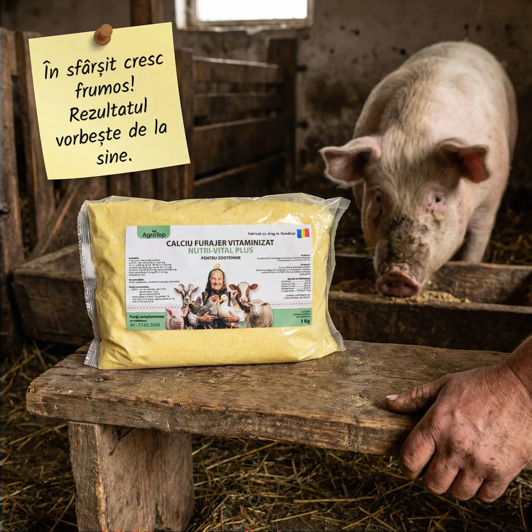 Nutri-Vital Plus, Calciu furajer vitaminizat pentru ingrasarea animalelor, 1 kg