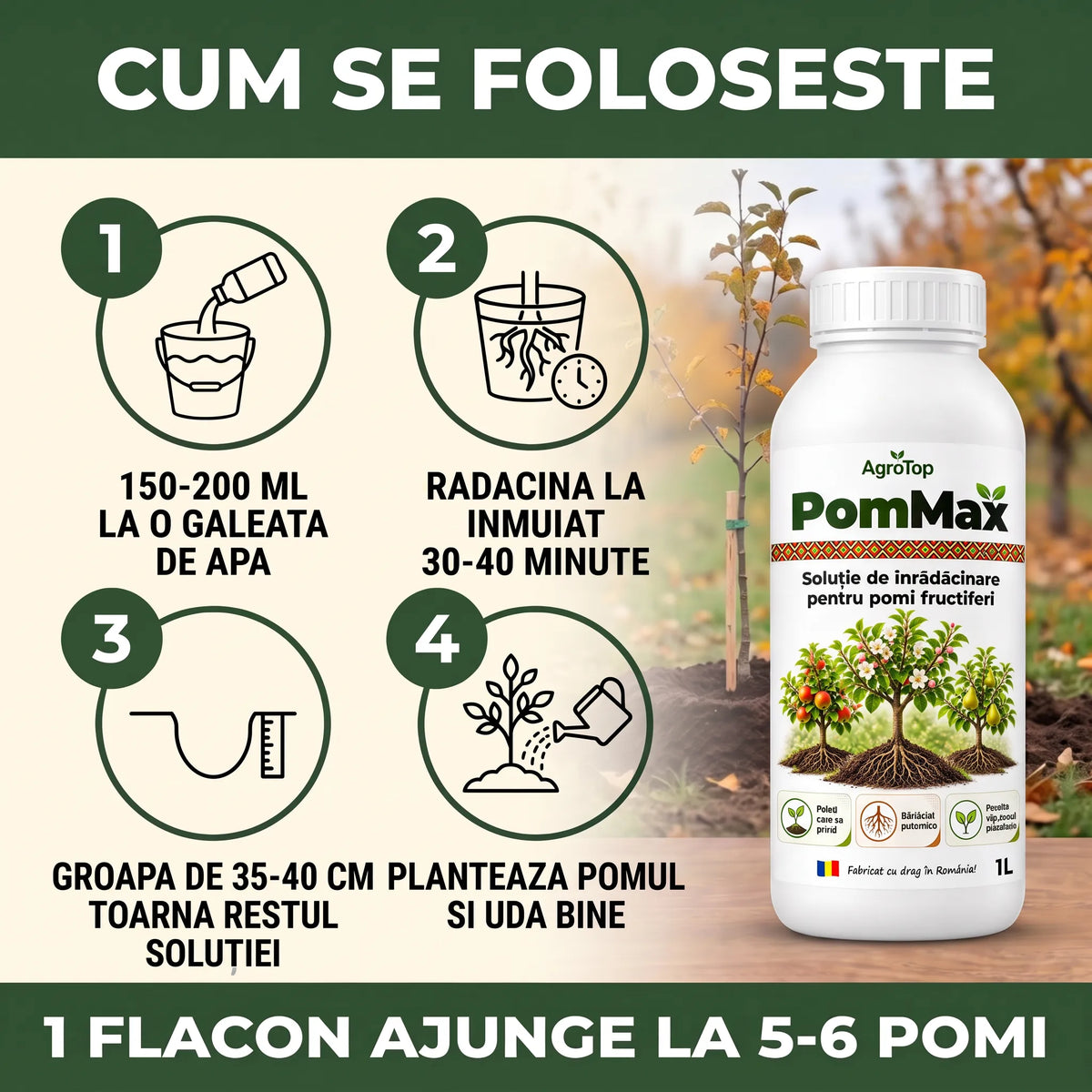 PomMax - Solutie inradacinare pomi fructiferi, 1L
