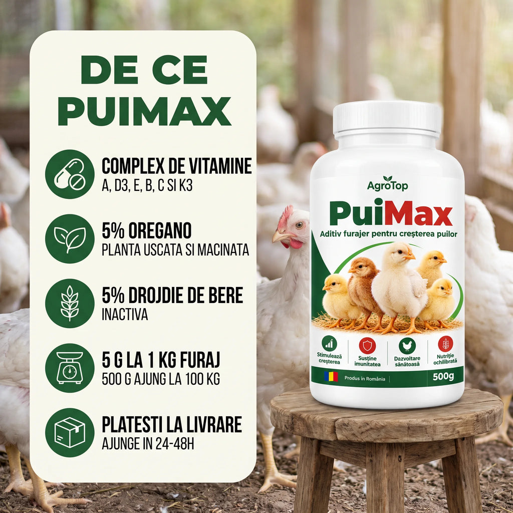 PuiMax - Aditiv furajer pentru cresterea puilor, 500g