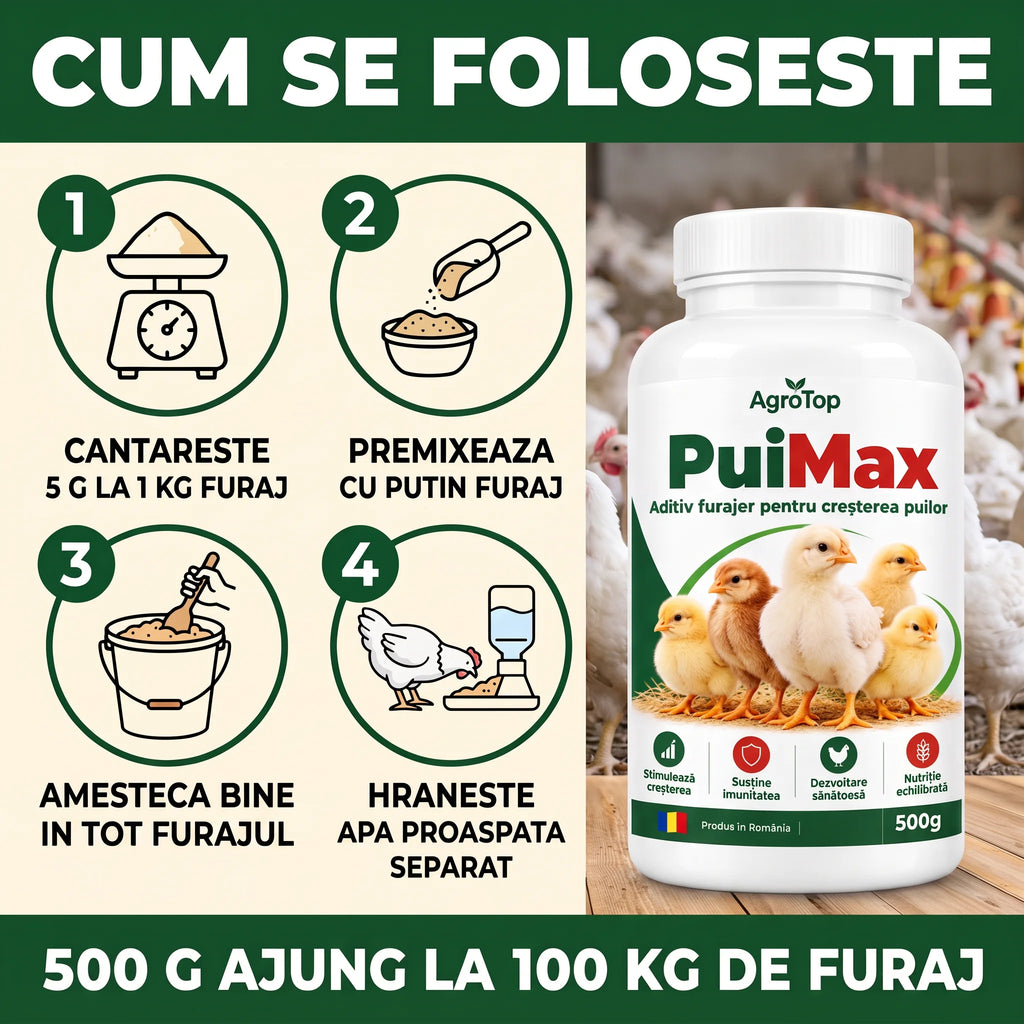 PuiMax - Aditiv furajer pentru cresterea puilor, 500g