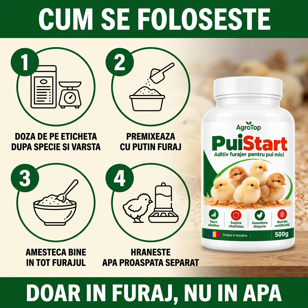 PuiStart - Aditiv furajer pentru pui mici, 500g