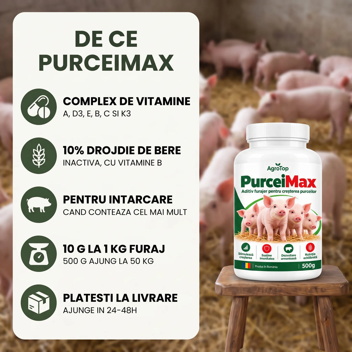 PurceiMax - Aditiv furajer pentru cresterea purceilor, 500g