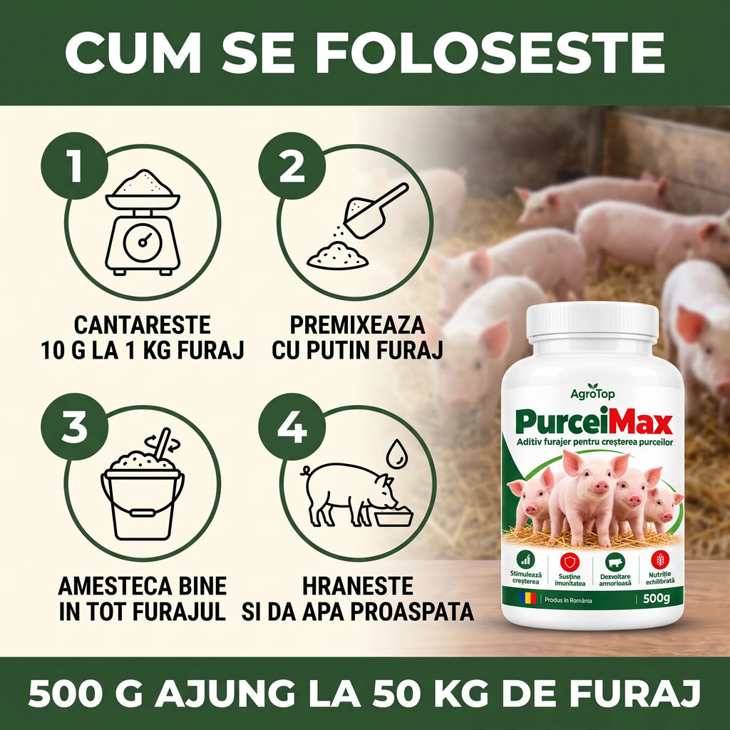 PurceiMax - Aditiv furajer pentru cresterea purceilor, 500g