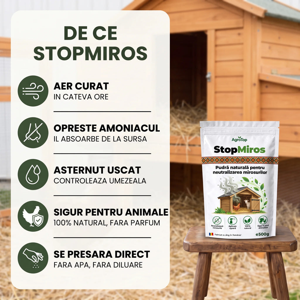 StopMiros - Pudră naturală pentru neutralizarea mirosurilor, 500g