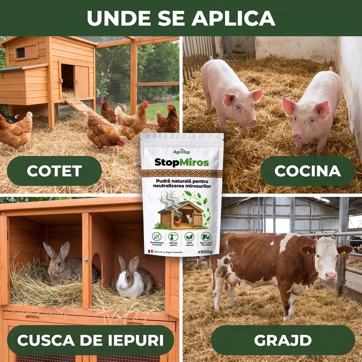 StopMiros - Pudră naturală pentru neutralizarea mirosurilor, 500g
