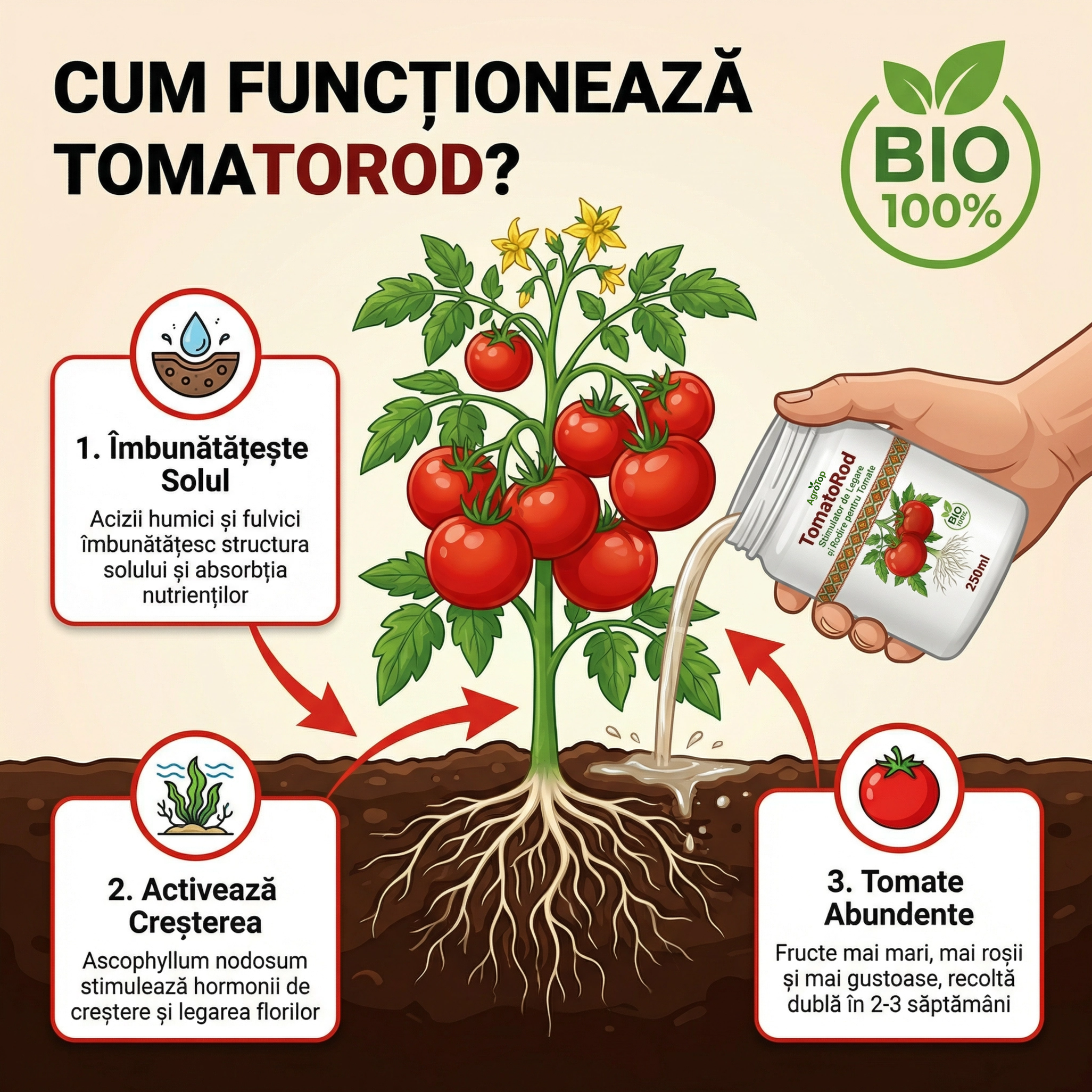 Stimulator de legare si rodire pentru tomate, 250 ml