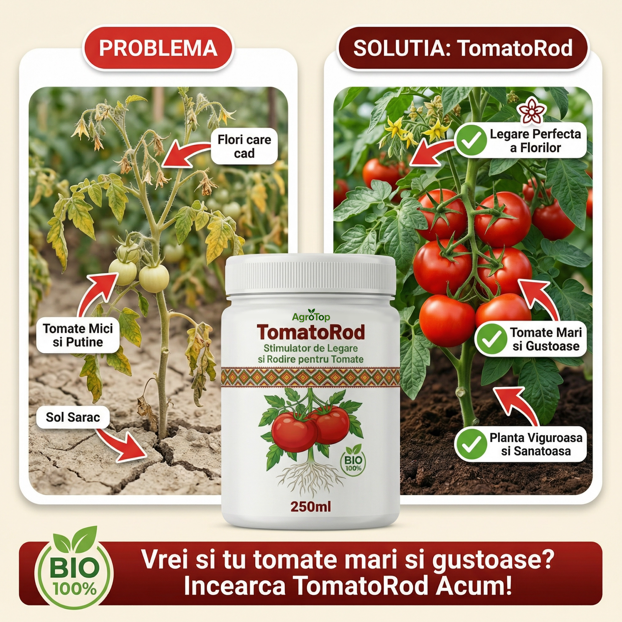 Stimulator de legare si rodire pentru tomate, 250 ml